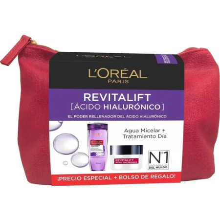 PACK REVITALIFT HIALURONICO CREMA DIA + AGUA MICELAR + BOLSO